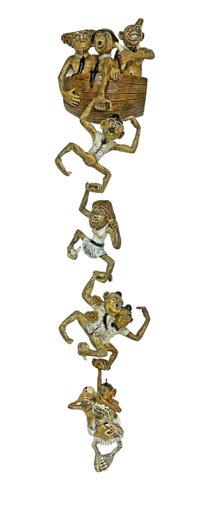 A Barrel of Laughs bronze comedian monkey collection by Paul B. Lotz