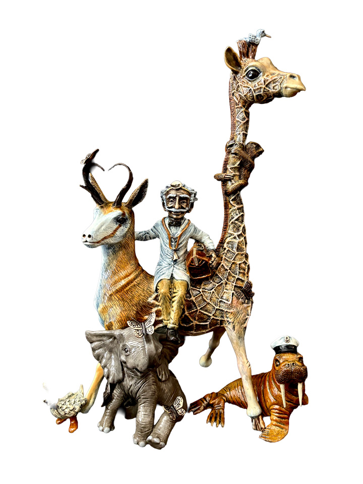 Dr. Dolittle & Friends bronze sculpture by Paul B. Lotz